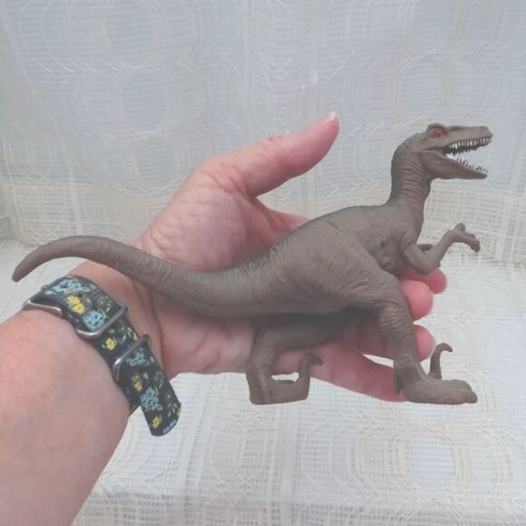 Boley Brown Dinosaur Velociraptor Figurine Open Mouth, Red Eyes Toy Collectible - Picture 5 of 5
